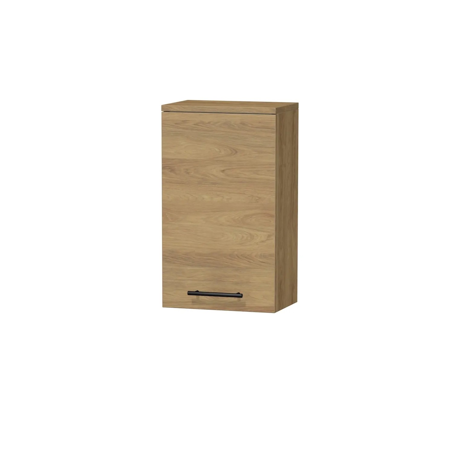 E-shop INTEDOOR Horná závesná skriňa BEE ľavá, úchyt čierny, š. 35 cm, dub Hickory