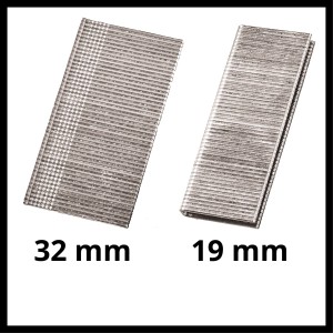 Klince a sponky (32 mm & 19 mm) pre akumulátorovú klincovačku/zošívačku Einhell Power X-Change TE-CN 18 Li Solo.