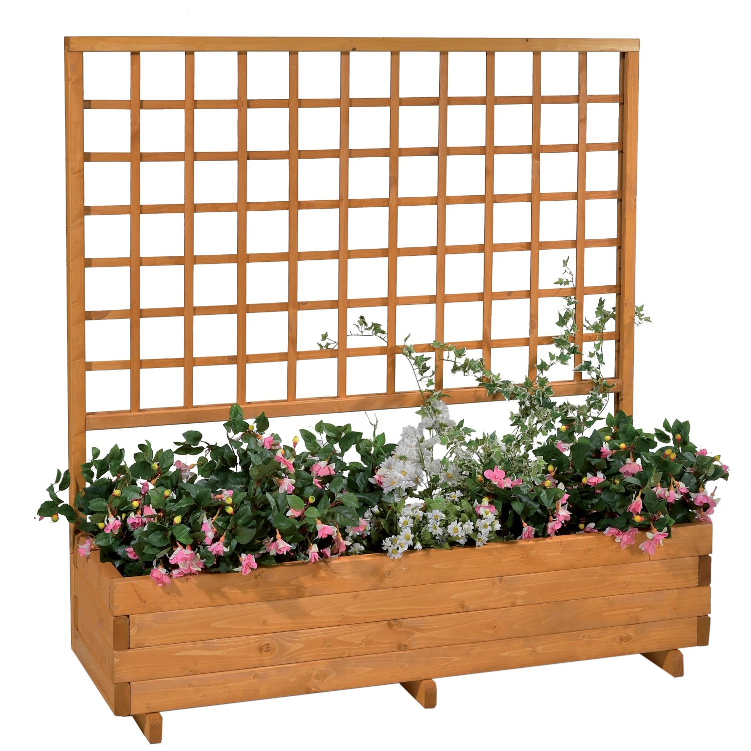 E-shop Gaspo Drevený kvetináč Hellbrunn s trelážou, medovo hnedá, 136 x 37 x 140 cm