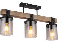 GLOBO Stropné svietidlo LILA čierna/tm.hnedá/dymová E27 60 W 520 x 100 x 286 mm