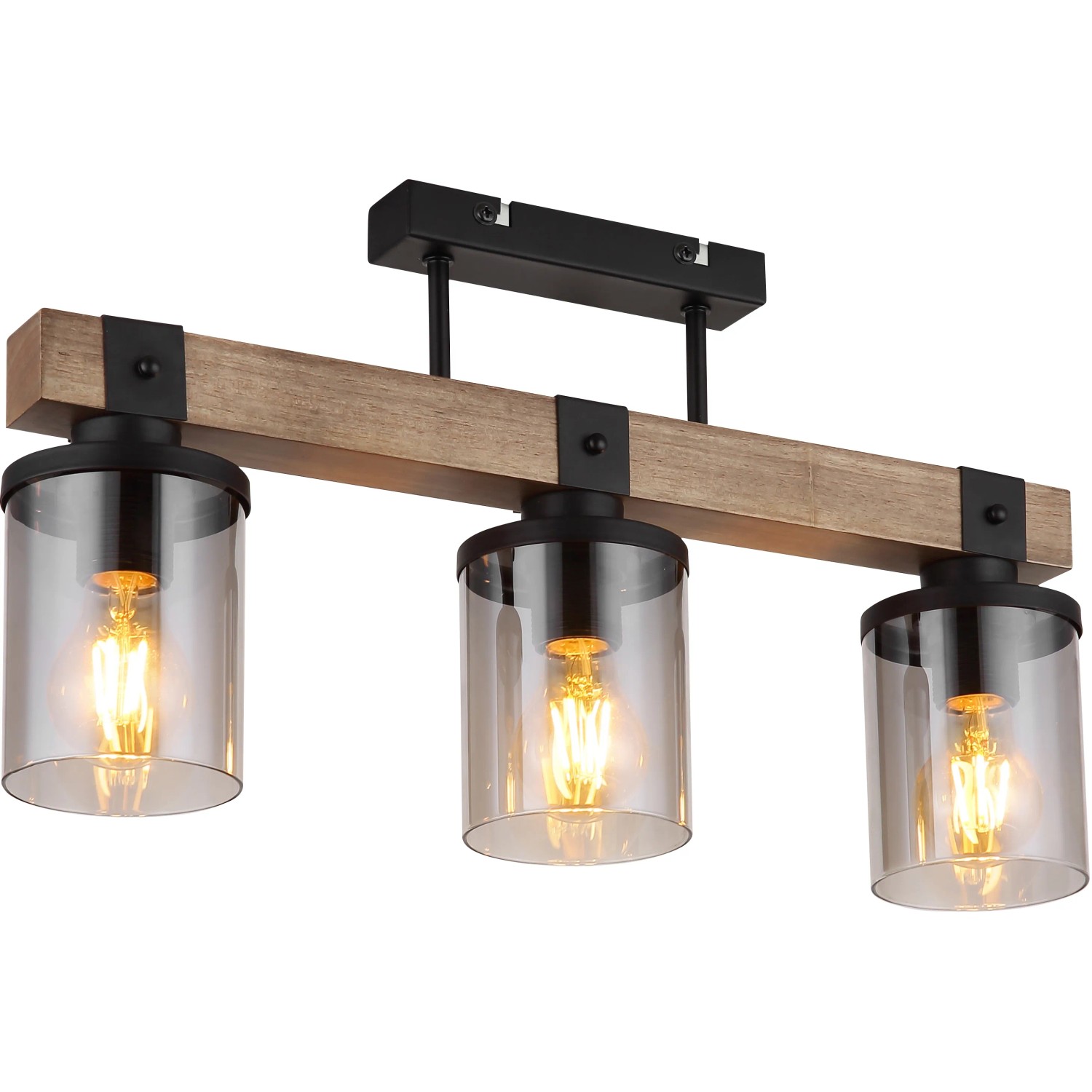 E-shop GLOBO Stropné svietidlo LILA čierna/tm.hnedá/dymová E27 60 W 520 x 100 x 286 mm