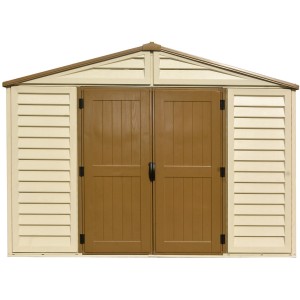 Duramax WoodBridge béžový plastový záhradný domček, 13 m², s dvojitými dverami. Domček do záhrady a na voľný čas.