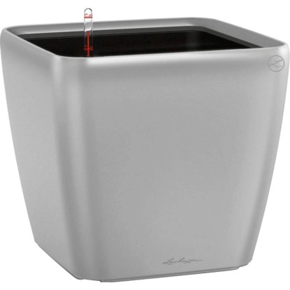 Lechuza Kvetináč Quadro Premium LS 50, strieborná metalická, 50 x 50 x 47 cm