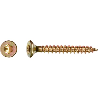 Uni skrutky so zápustnou hlavou TX20 plný závit žlto pozink. 4x25 mm, 200 ks