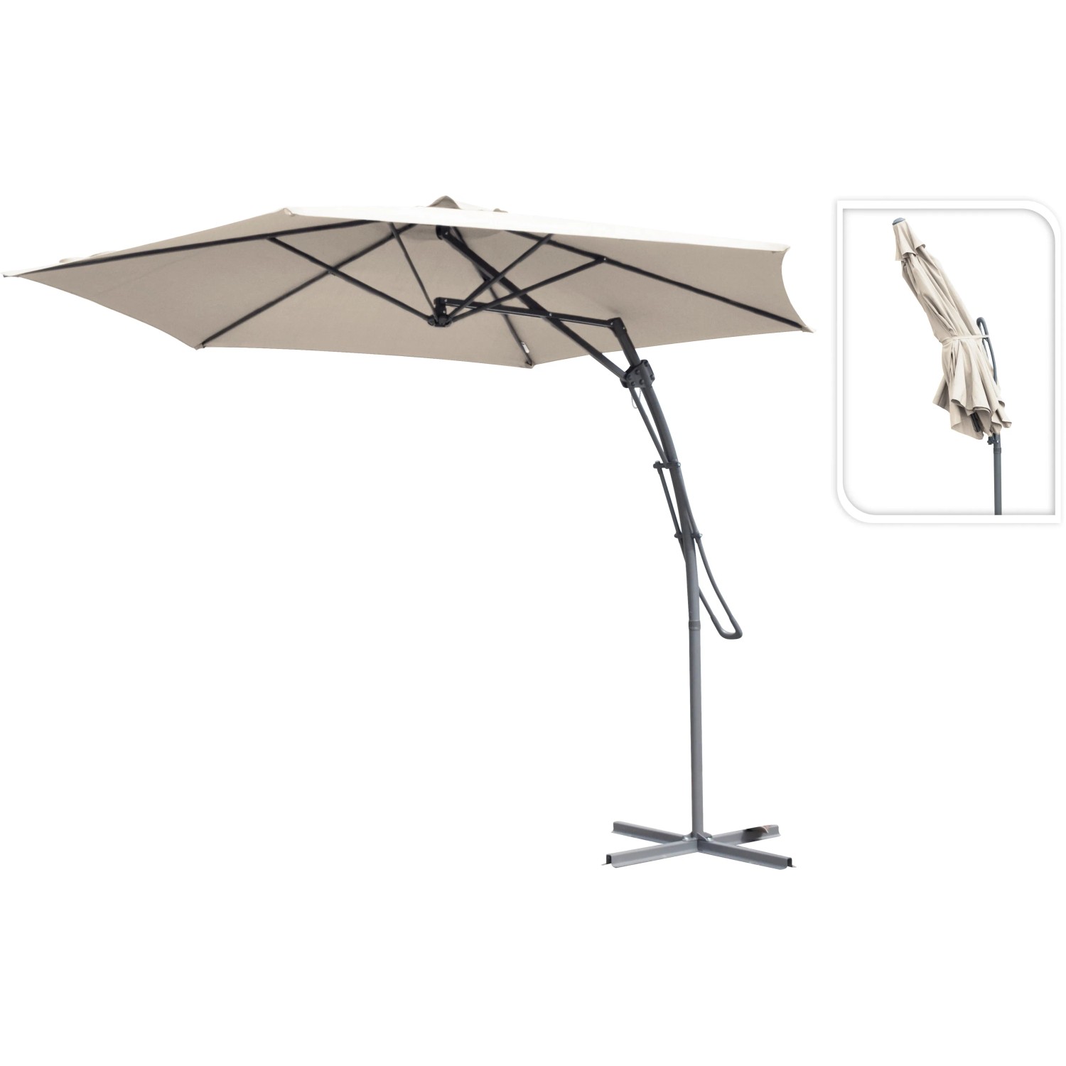 E-shop Koopman Slnečník s bočným zavesením béžový, 245 x 380 cm
