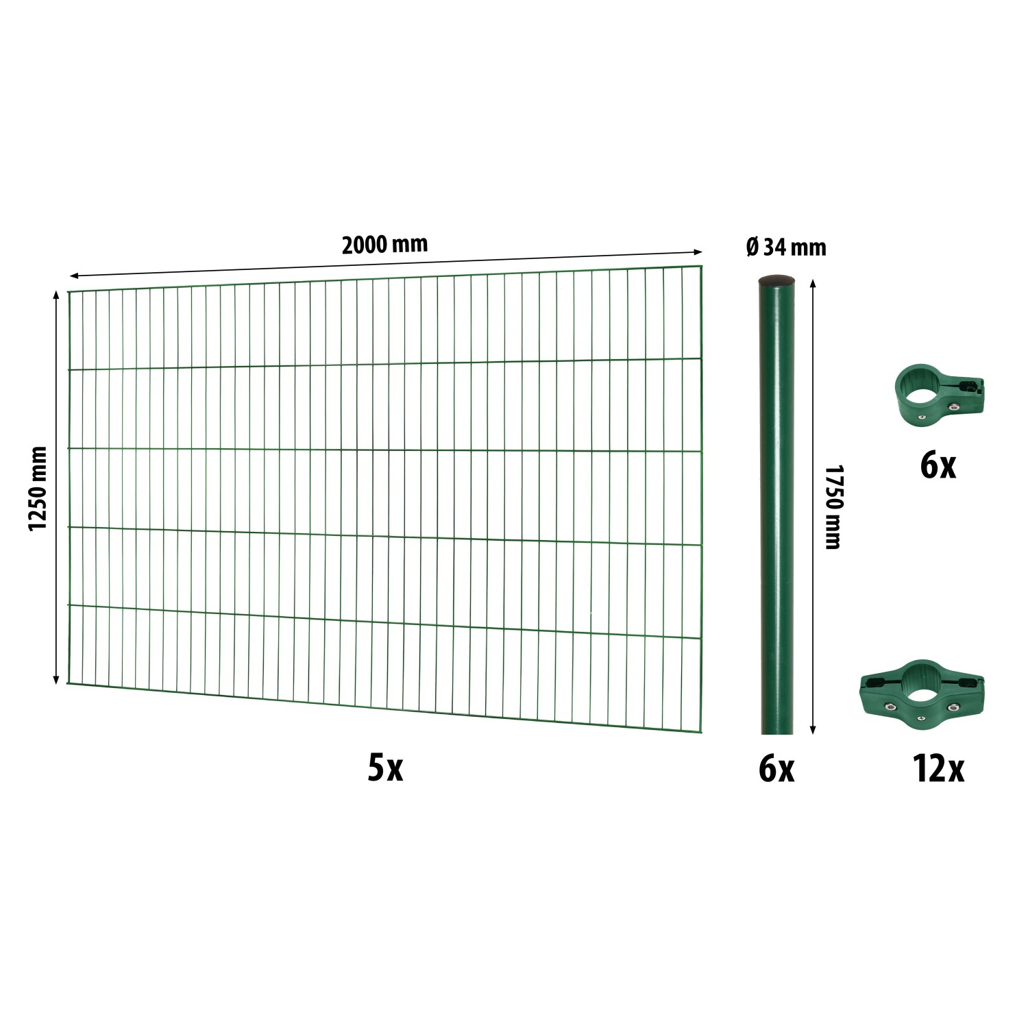 E-shop Floraworld Súprava drôtených plotových panelov so stĺpikmi, zelená 125 cm x 10 m