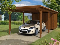 Skan Holz Prístrešok na auto Emsland ALU s odkl. priest. orech, 354 x 846 cm