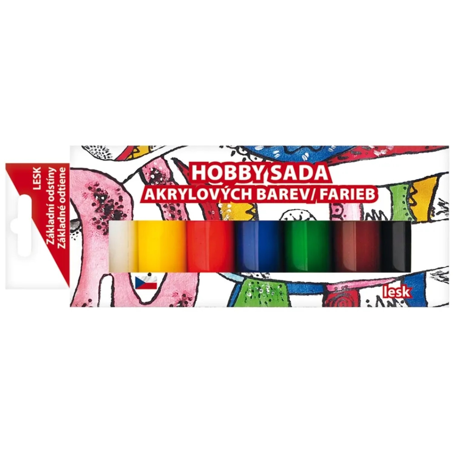 E-shop Anděl Přerov Hobby súprava akrylových lesklých farieb 7 x 15 g, 2 x šablóna