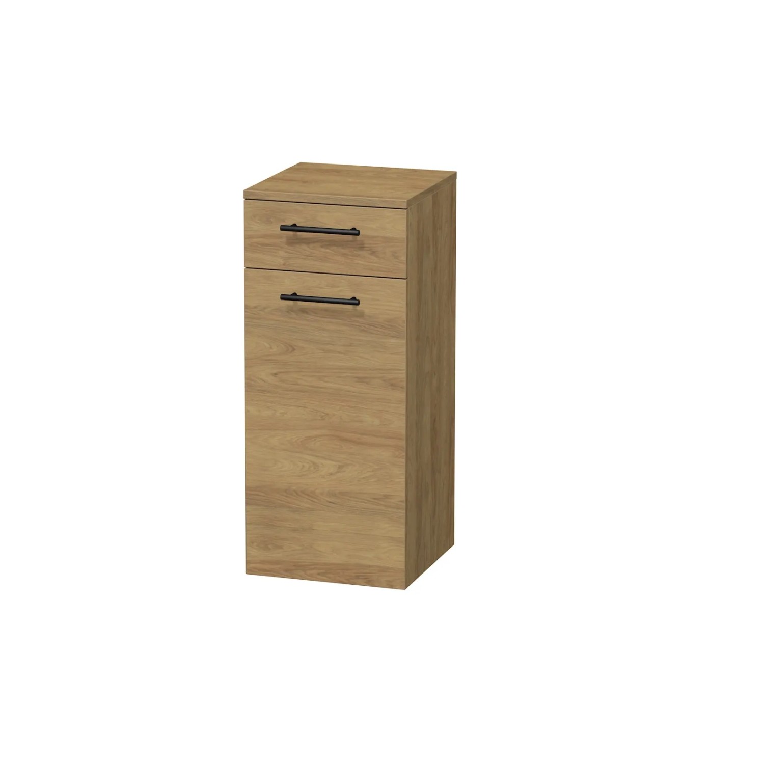 E-shop INTEDOOR Nízka skriňa BEE pravá, úchyt čierny, š. 35 cm, dub Hickory