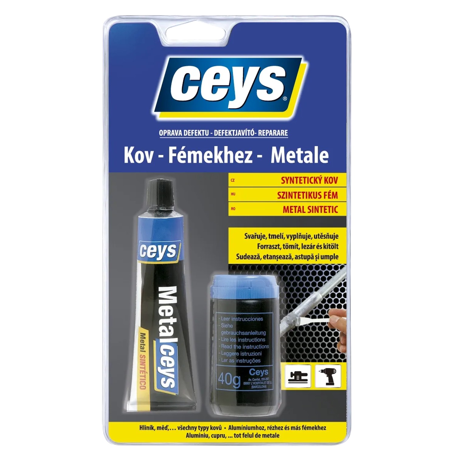 E-shop Ceys Dvojzložková živica OPRAVA DEFEKTU Syntetický kov 40 ml + 40 g
