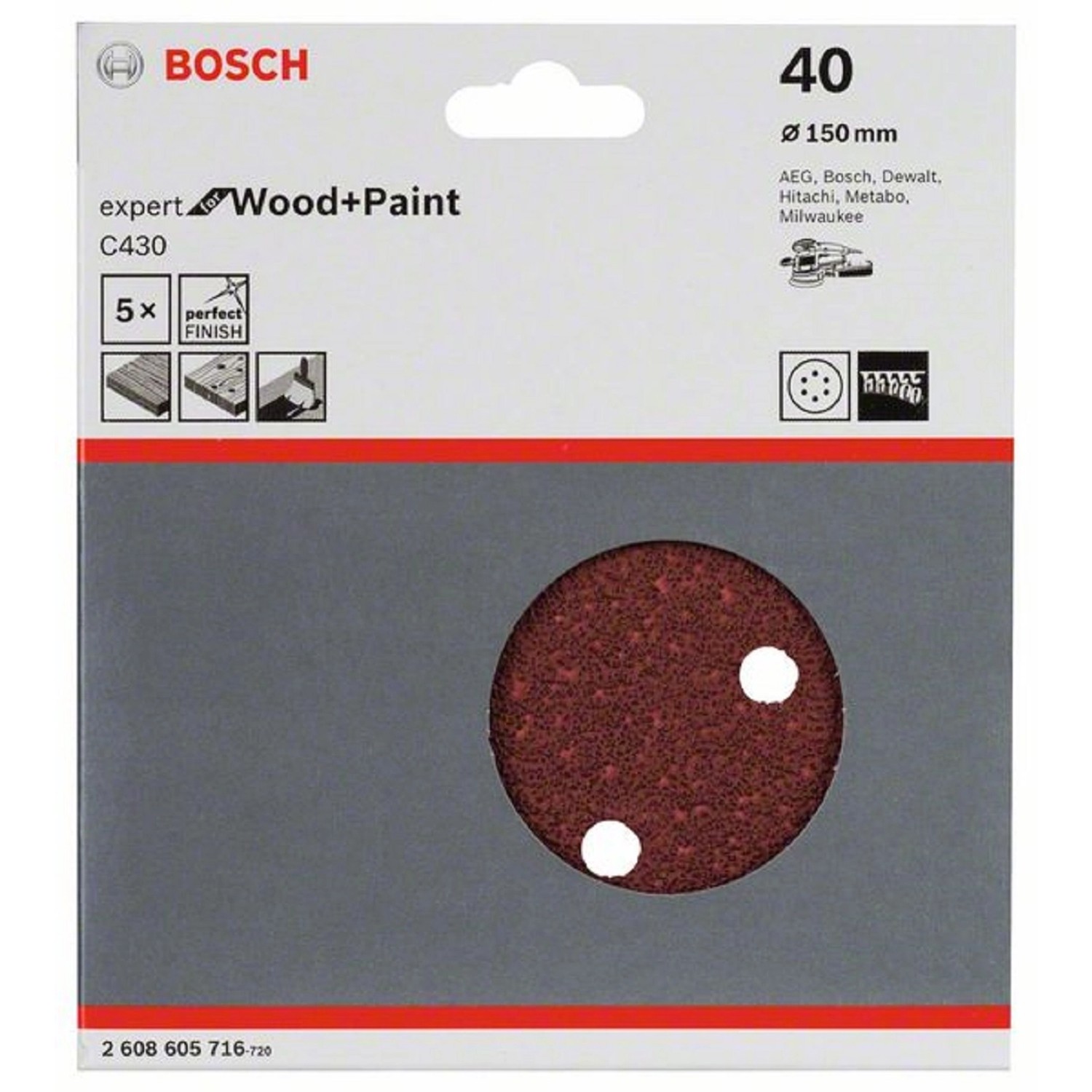 E-shop Bosch Brúsny papier C430, 150 mm 40, 5 ks