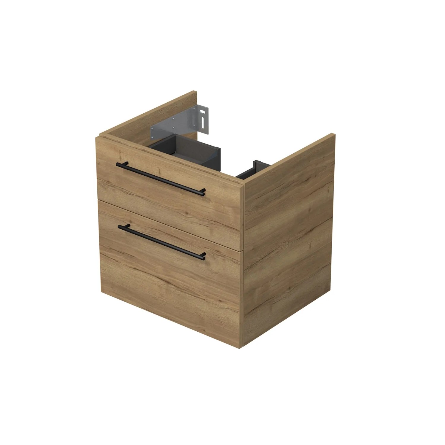 E-shop INTEDOOR Kúpeľ.skriňa pod dosku BEE, úchyt čierny, 2zás., š. 60 cm, dub Halifax