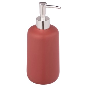 Červený keramický dávkovač mydla Allstar Olinda so striebornou pumpičkou, 500 ml.