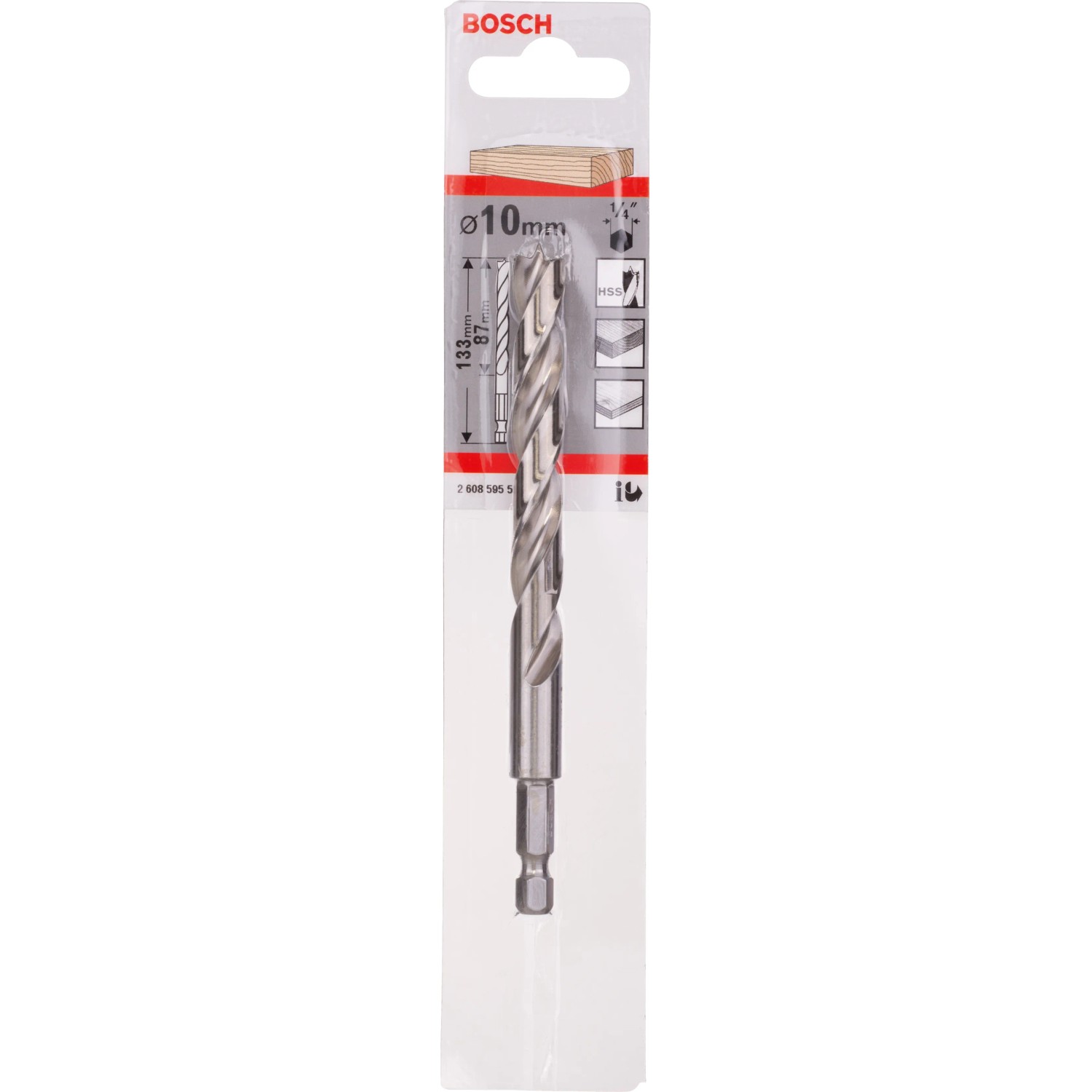 E-shop Bosch Špirálový vrták do dreva so šesťhrannou stopkou 1/4", 10 x 133 mm