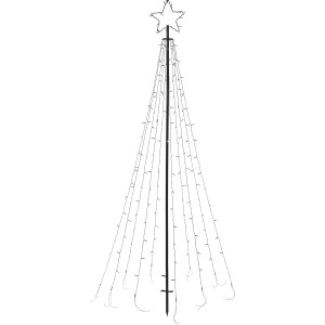 LED stožiar na vlajku s hviezdou, 220 cm, studená/teplá biela, pre vnútorné aj vonkajšie použitie. Vianočná dekorácia pre záhradu a dom.