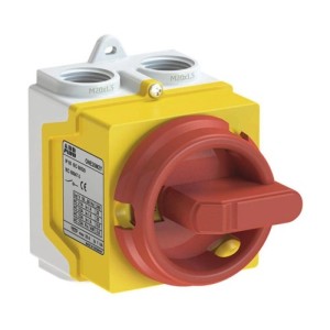 ABB Poistkový odpínač ONE20 v kryte IP67, 20A, IK09, 4-pólový, žlto-červený