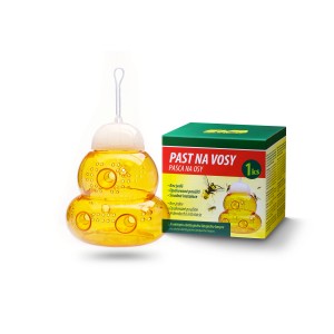 Žltá pasca na osy s návnadou a obalom. Účinná ochrana proti hmyzu pre dom a záhradu.