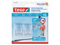 tesa Samolepiaci priehľadný dekoračný háčik na sklo 1 kg, 2 ks