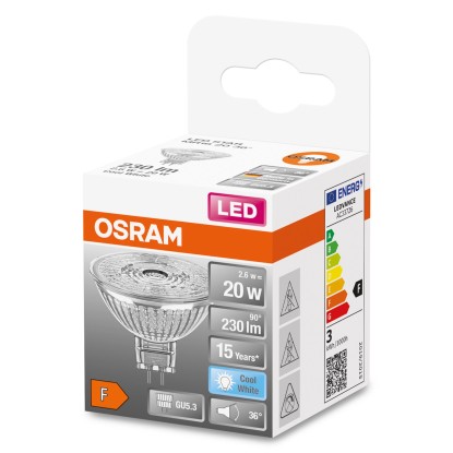 OSRAM LED žiarovka MR16 20 36 2,6 W GU5,3 4000 K, studená biela