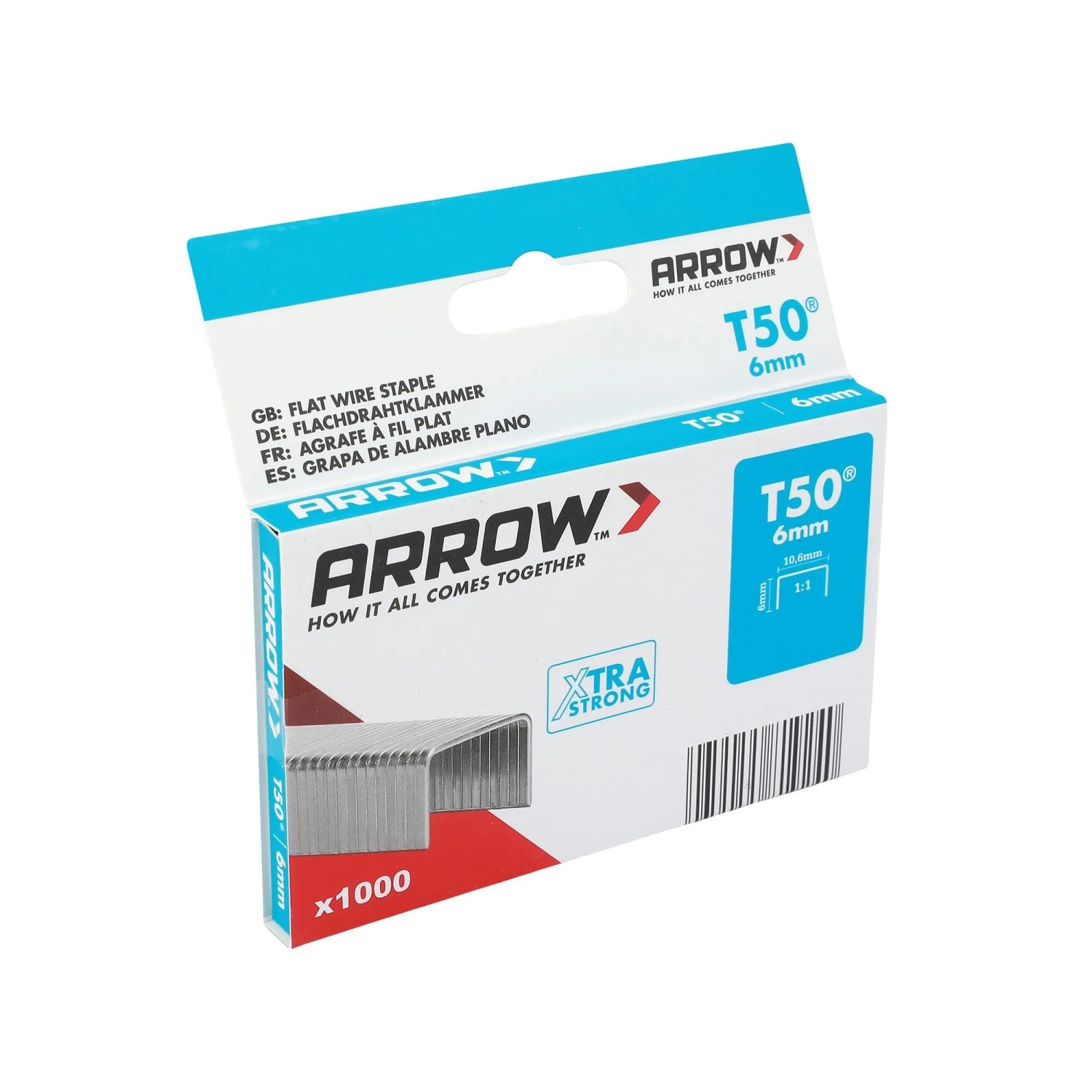 E-shop Arrow Drôtené sponky do sponkovačky T50, dĺžka 6 mm, 1000 ks