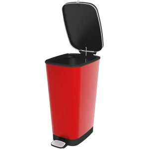 Červený nášľapný odpadkový kôš Chic L, 45 l, s otvoreným vekom. Ideálne do kuchyne a kúpeľne.