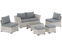 Lounge zostava pohoviek Hopevale výplet, sivá, 6dielna