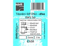 Súprava tesnení drezového sifónu Sam Myjava DN 50, 5 ks