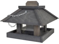 Vtáčie krmítko, borovicové drevo/akrylové sklo, sivá, 29 x 29 x 22 cm