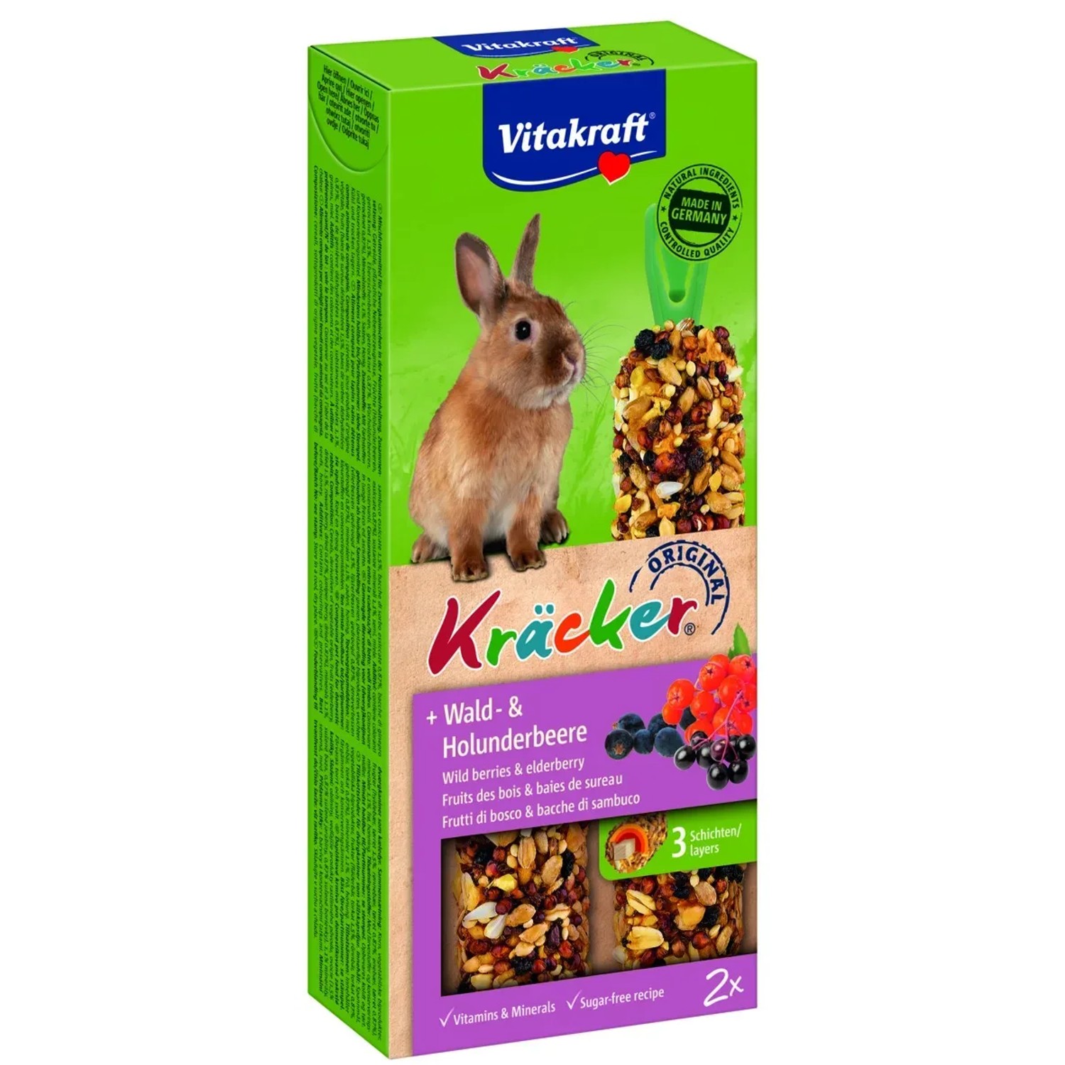 E-shop Vitakraft Doplnkové krmivo pre králiky Kräcker lesné ovocie a baza 2 ks