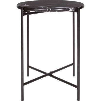 Odkladací stolík s mramorovou doskou Midnight Mystery priemer 43 cm V: 50 cm čie