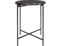 Odkladací stolík s mramorovou doskou Midnight Mystery priemer 43 cm V: 50 cm čie