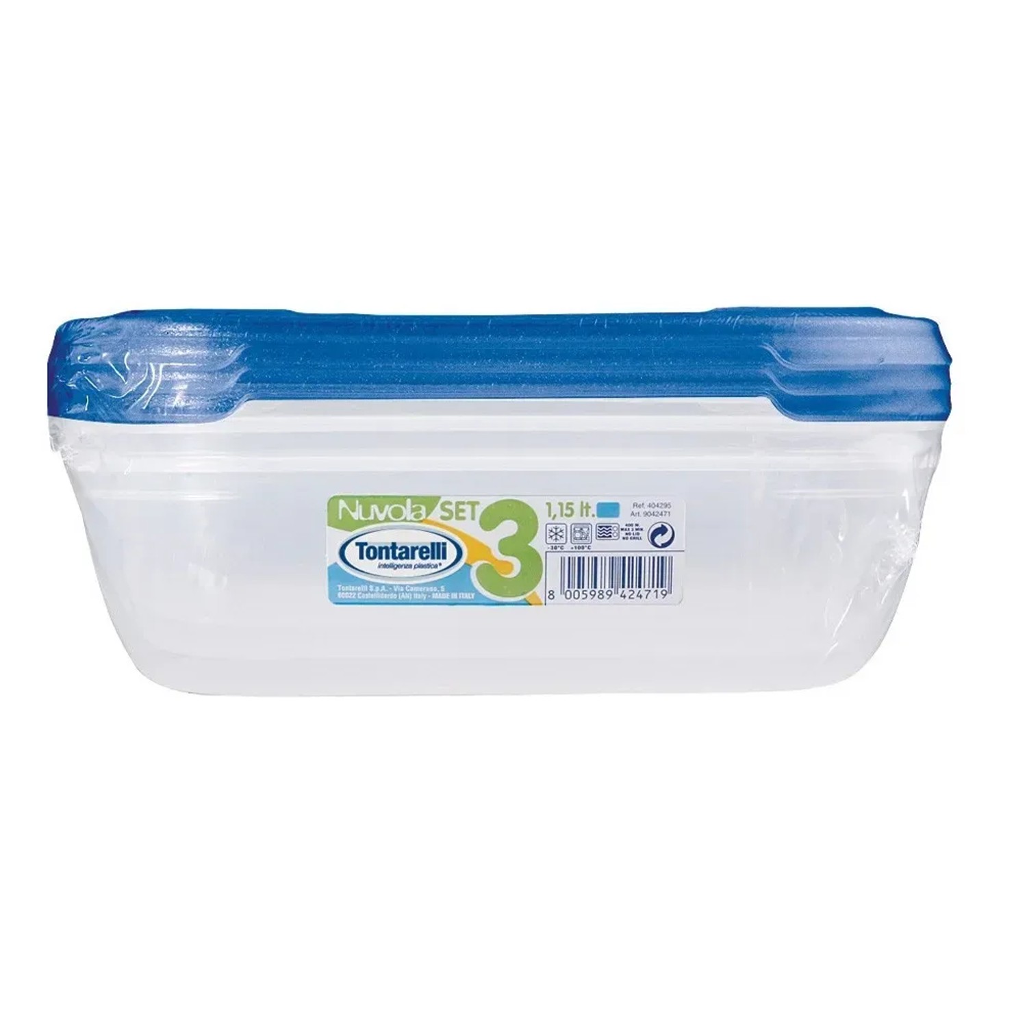 E-shop Tontarelli Dóza na potraviny NUVOLA Rectangular Set oceánová modrá 3x1,15 l