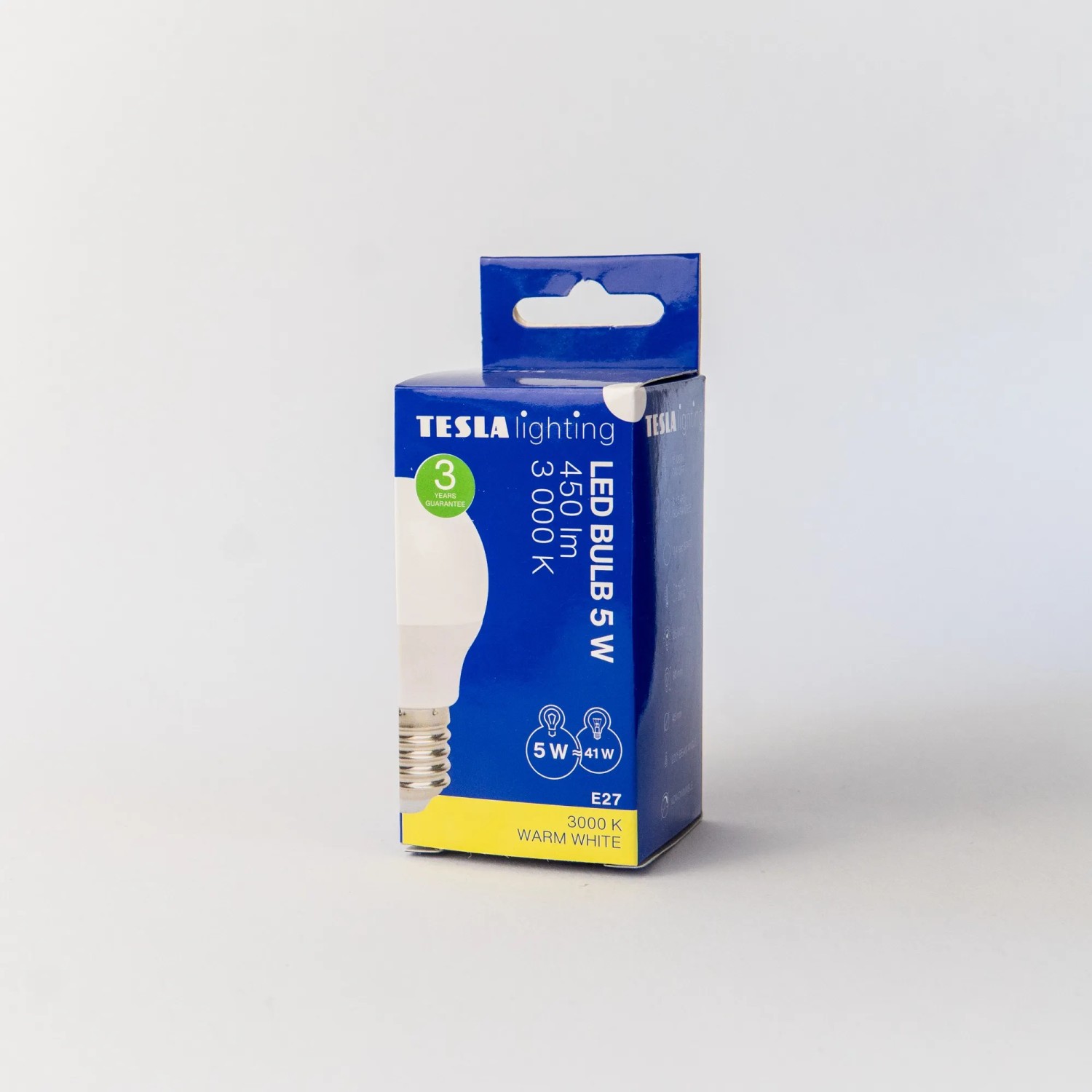 E-shop TESLA LED žiarovka Bulb G45, E27, 5 W, 230 V, 450 lm, 25000 h, 3000 K, 220°