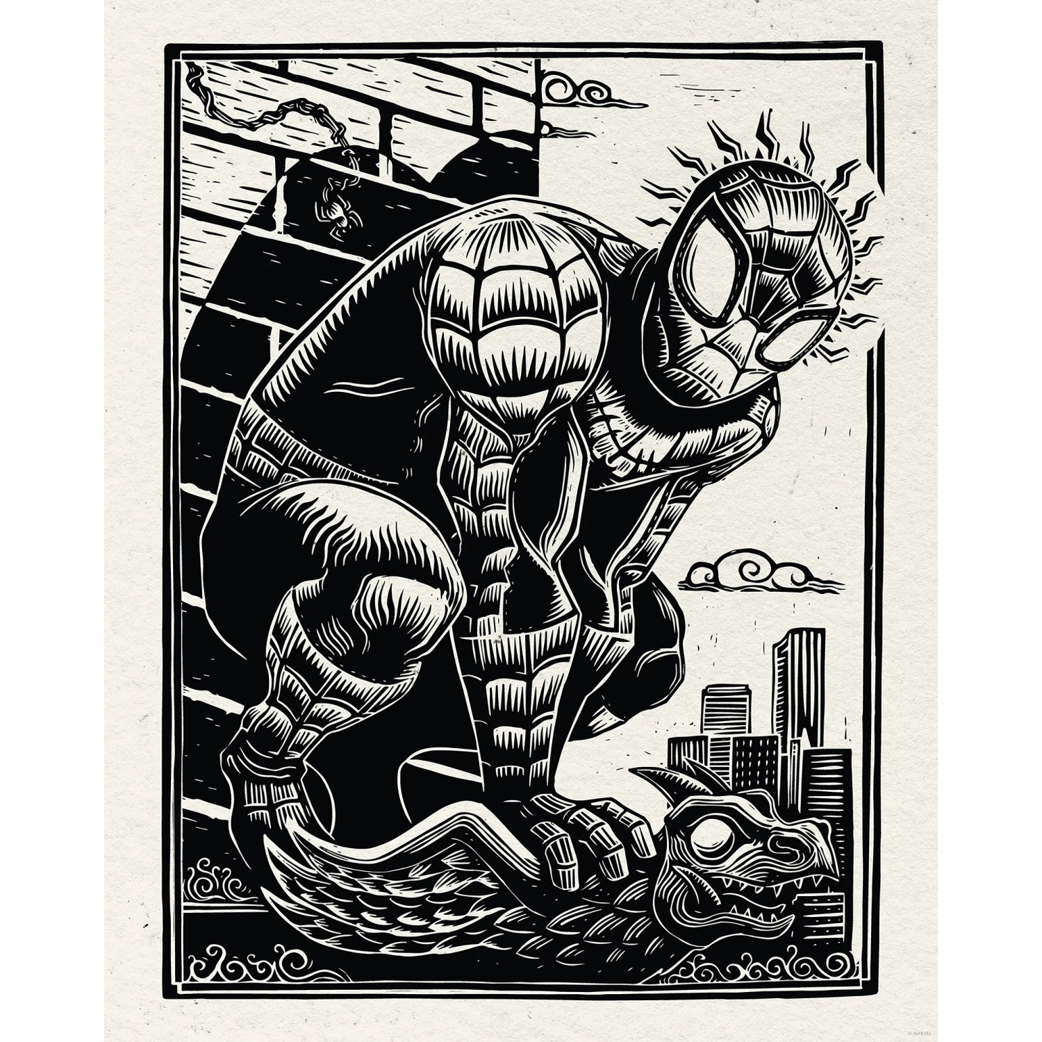 E-shop Komar Plagát Marvel Spider Man Lino-Cut 40 x 50 cm