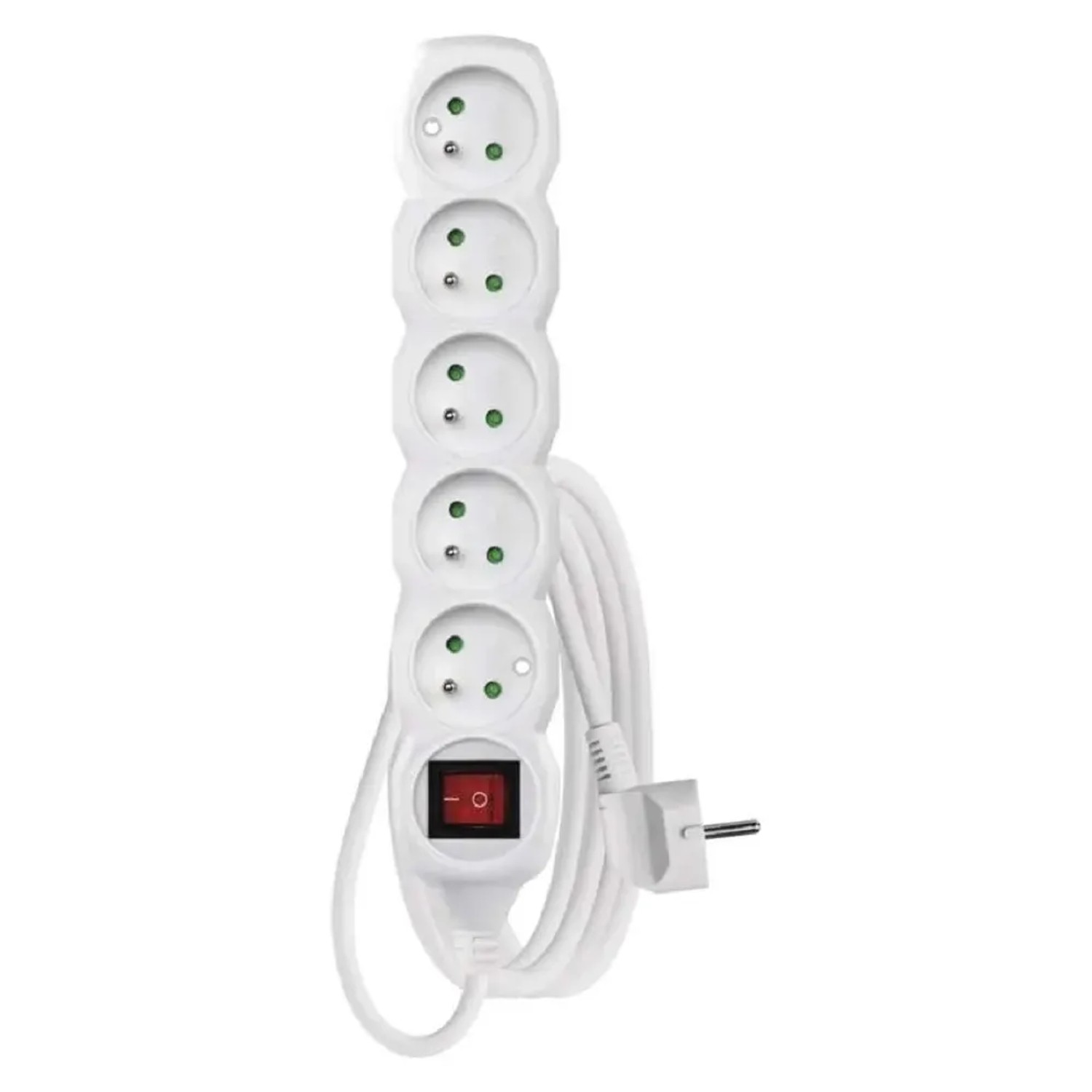 E-shop EMOS Predlžovací kábel s vypínačom biely, 5 zásuviek, max. 10 A/2300 W, 3 m