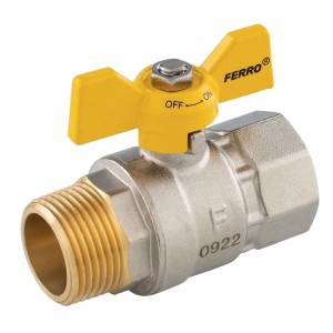 Ferro Plynový guľový kohút ŠM - motýlik RP 1/2" x RP 1/2" (KGMS11)