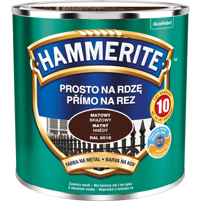HAMMERITE Priamo na hrdzu farba na železné kovy matná hnedá 0,25 l