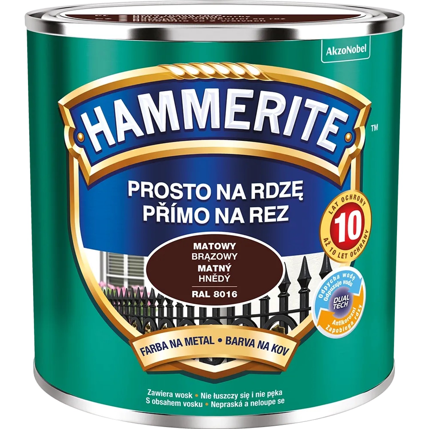 E-shop HAMMERITE Priamo na hrdzu farba na železné kovy matná hnedá 0,25 l
