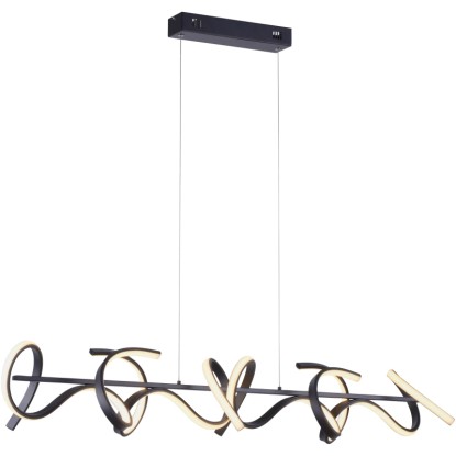 Just Light. Závesné LED svietidlo Curls, 45W, 5320lm, 3000K, čierna, 99 x 135 cm