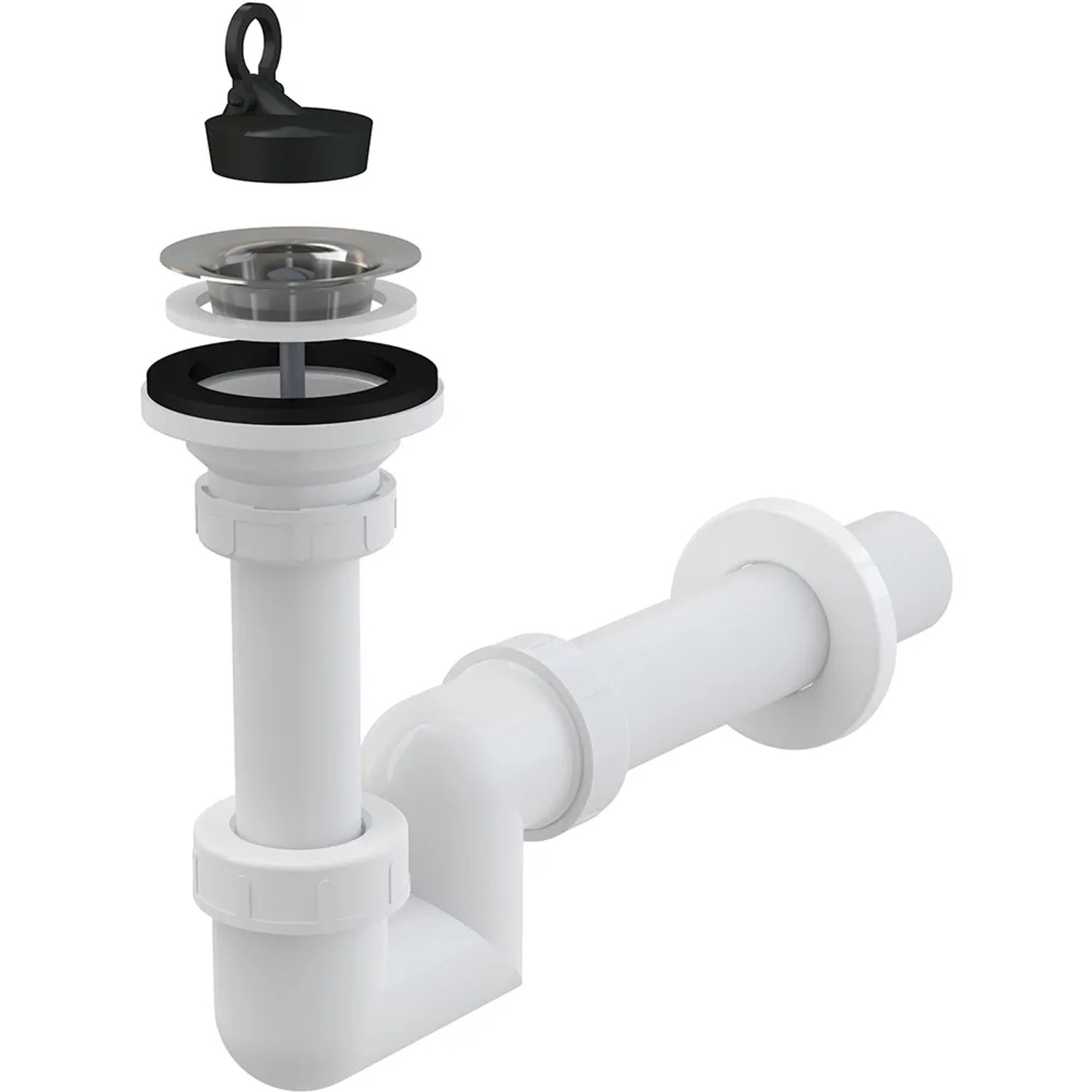 E-shop Alca Sifón umývadlový A412-DN40 prost. úsporný, nerez mriežka pr. 62mm, DN40