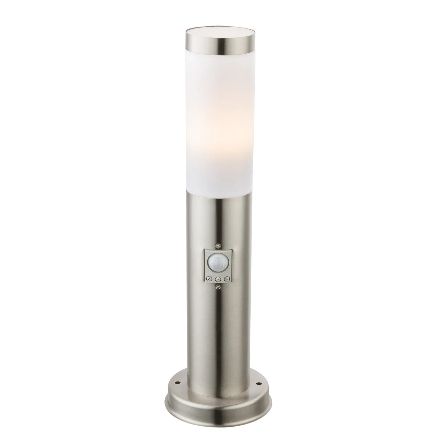 E-shop GLOBO Záhradná lampa BOSTON biela E27 15 W pr. 127 x 450 mm s pohyb.senzorom