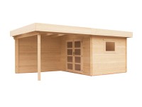 Maone Drevený záhradný domček Ondra 1 s prístreškom a podlahou, 600 x 300 cm