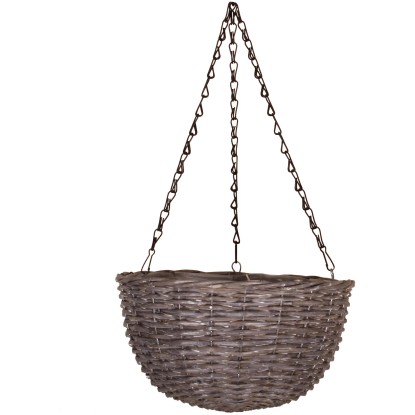 Závesný kvetináč z vŕby s polyetylénovým vreckom okrúhly, 30 x 16/35 cm