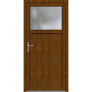 Plastové vedľajšie vchodové dvere K 501 Golden Oak, 98x198 cm, ľavé, s ornamentálnym sklom