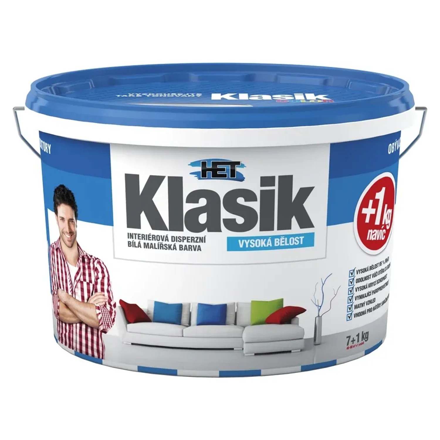 E-shop HET Klasik Interiérová disperzná biela maliarska farba 7 + 1 kg