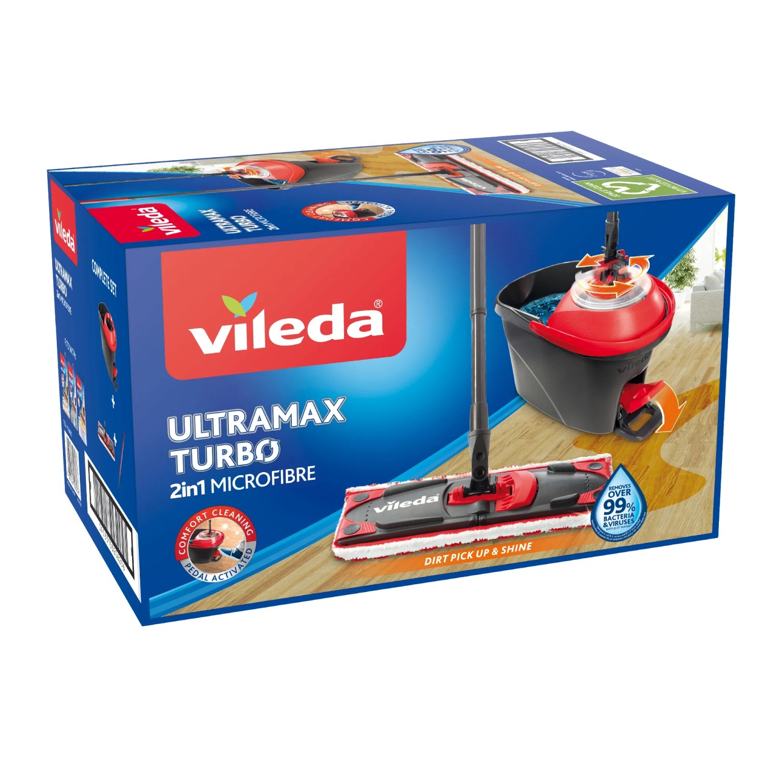 E-shop Vileda Súprava plochého mopu s vedierkom Ultramax TURBO Microfibre 2v1