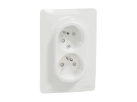 Schneider Electric Dvojzásuvka pootočená 16A 2P+E Unica s clonkami, biela