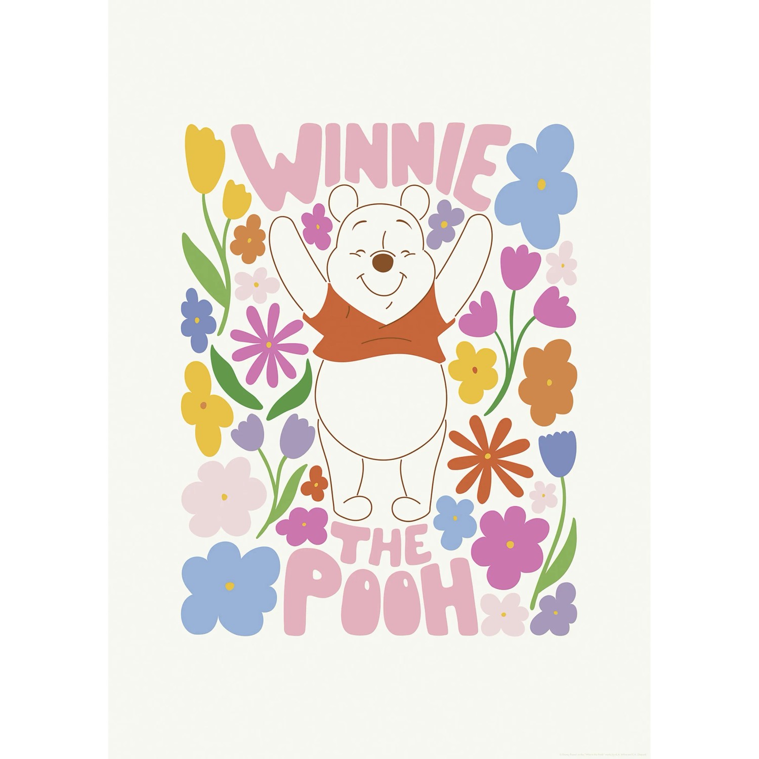 E-shop Komar Plagát Disney Winnie the Pooh Happy Botanical 50 x 70 cm