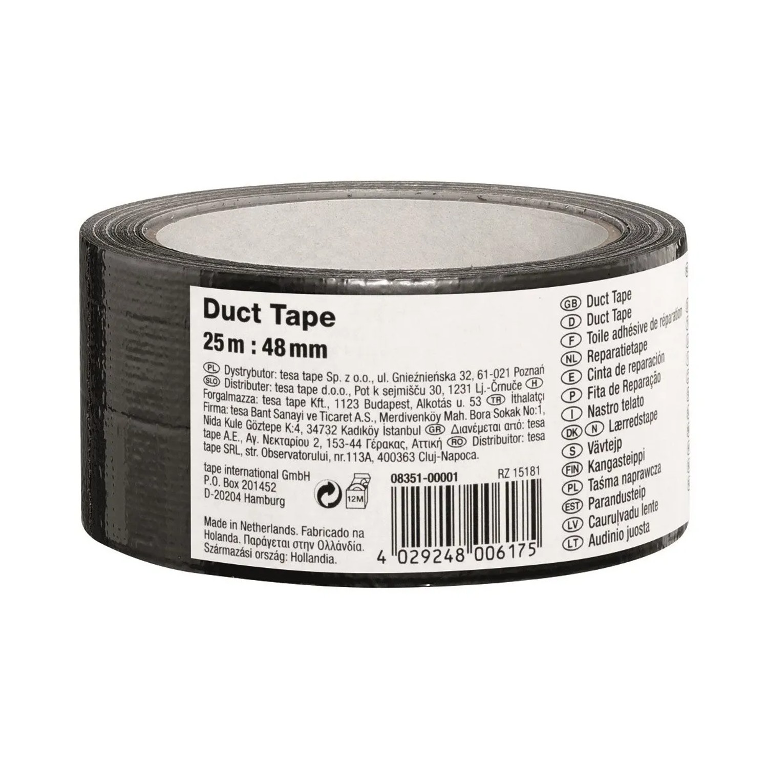 E-shop tesa Lepiaca páska textilná Duct Tape, čierna, 25 m x 48 mm