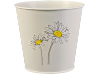 Kvetináč na bylinky lakované s potlačou, krémové, zinkový, 14,6 x 16 cm